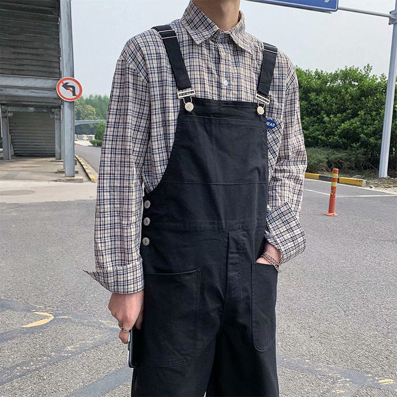 Men's Loose-Fit Stylish Multi-Pocket Jumpsuit With Suspender Straps