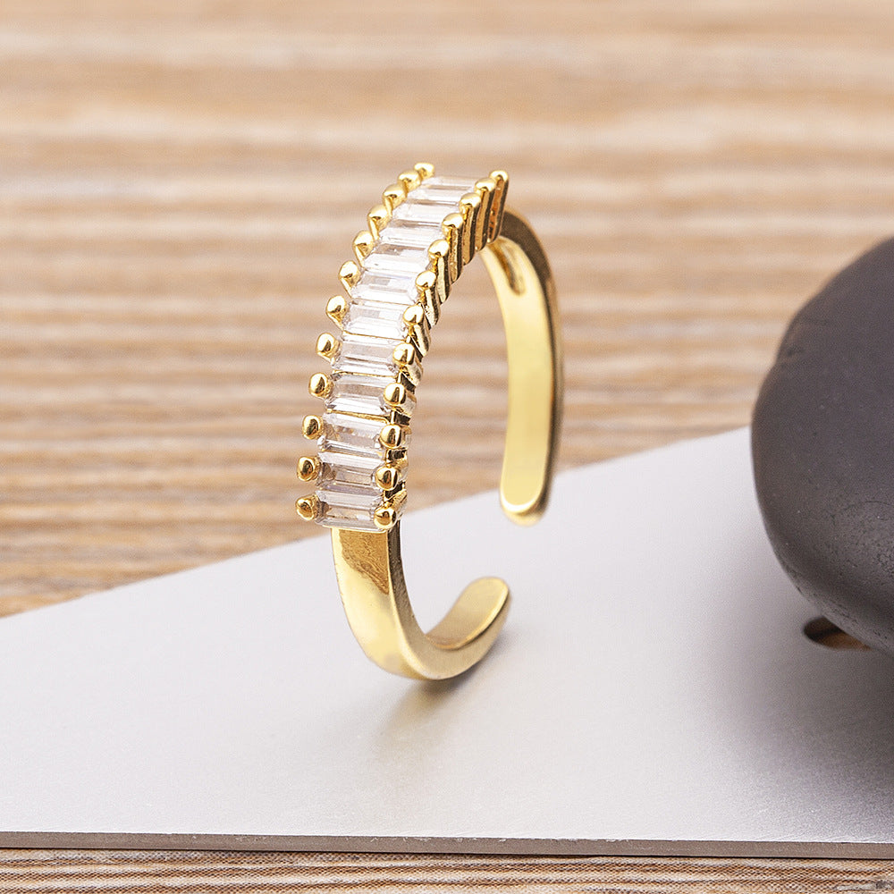Zircon Geometric Open Ring For Women