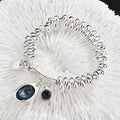 Twisted Gold Bead Blue Zircon Charm Bracelet For Women, Oval & Round Ocean Blue Cubic Zirconia Dainty Luxury Fashion Jewelry