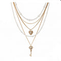 Retro Love Lock Core Series Multi-Layer Pearl Necklace