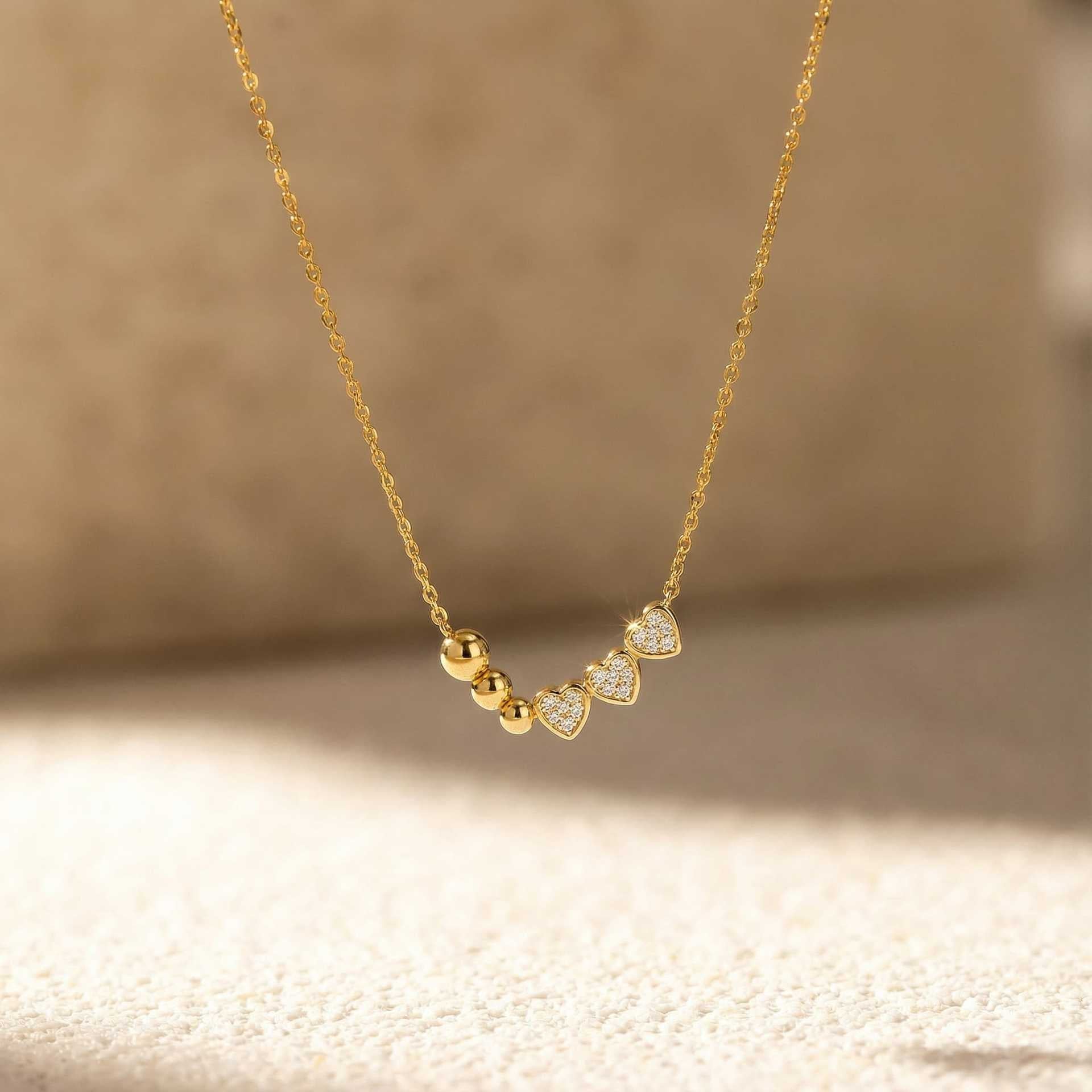 Multi-layered Heart-shaped Diamond Layered Necklace