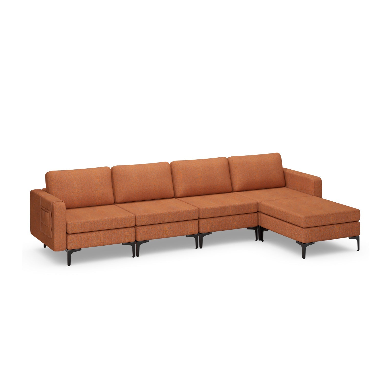 Modular L-shaped Sectional Sofa with Reversible Ottoman and 2 USB Ports