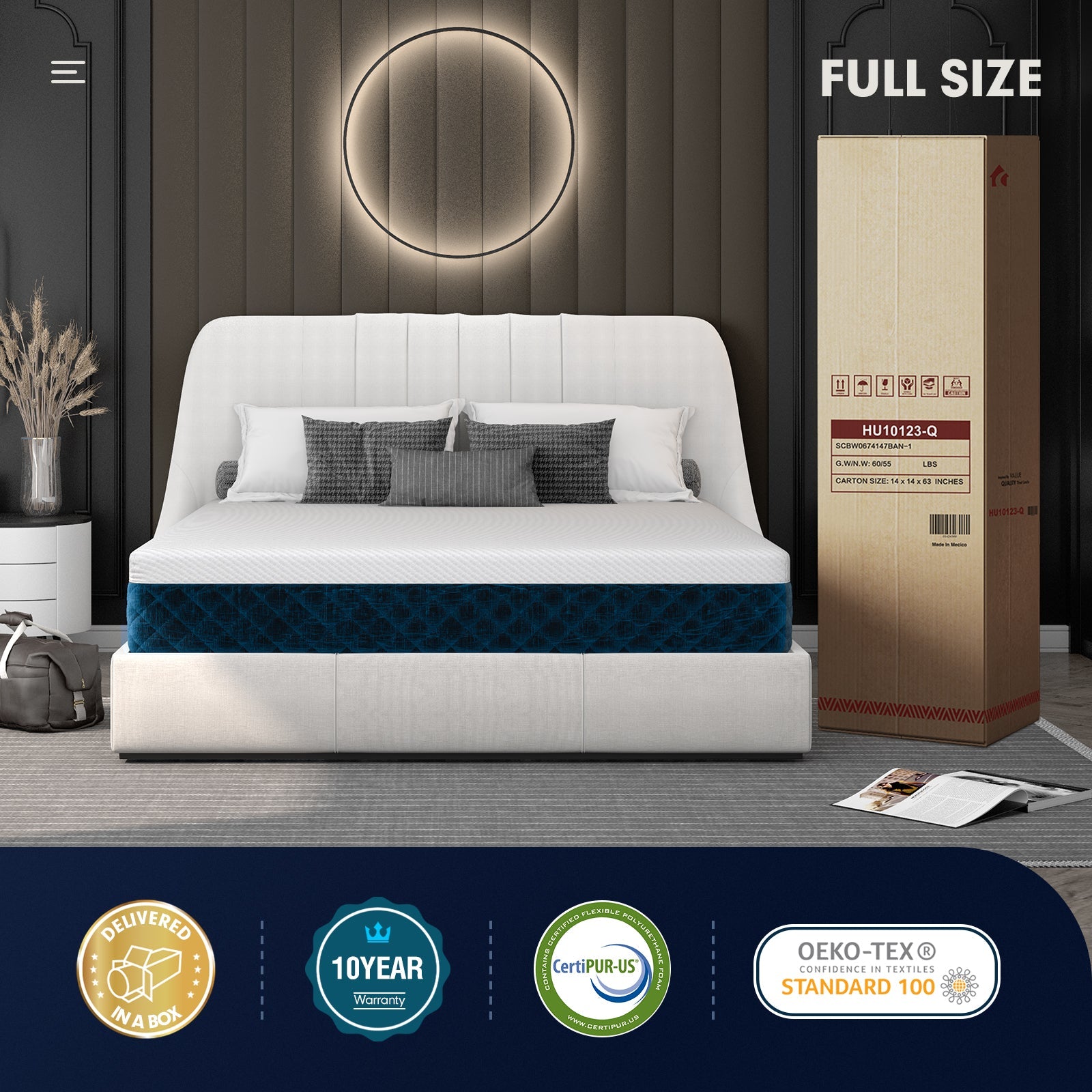 10 Inch Mattress with Jacquard Fabric Cover in a Box