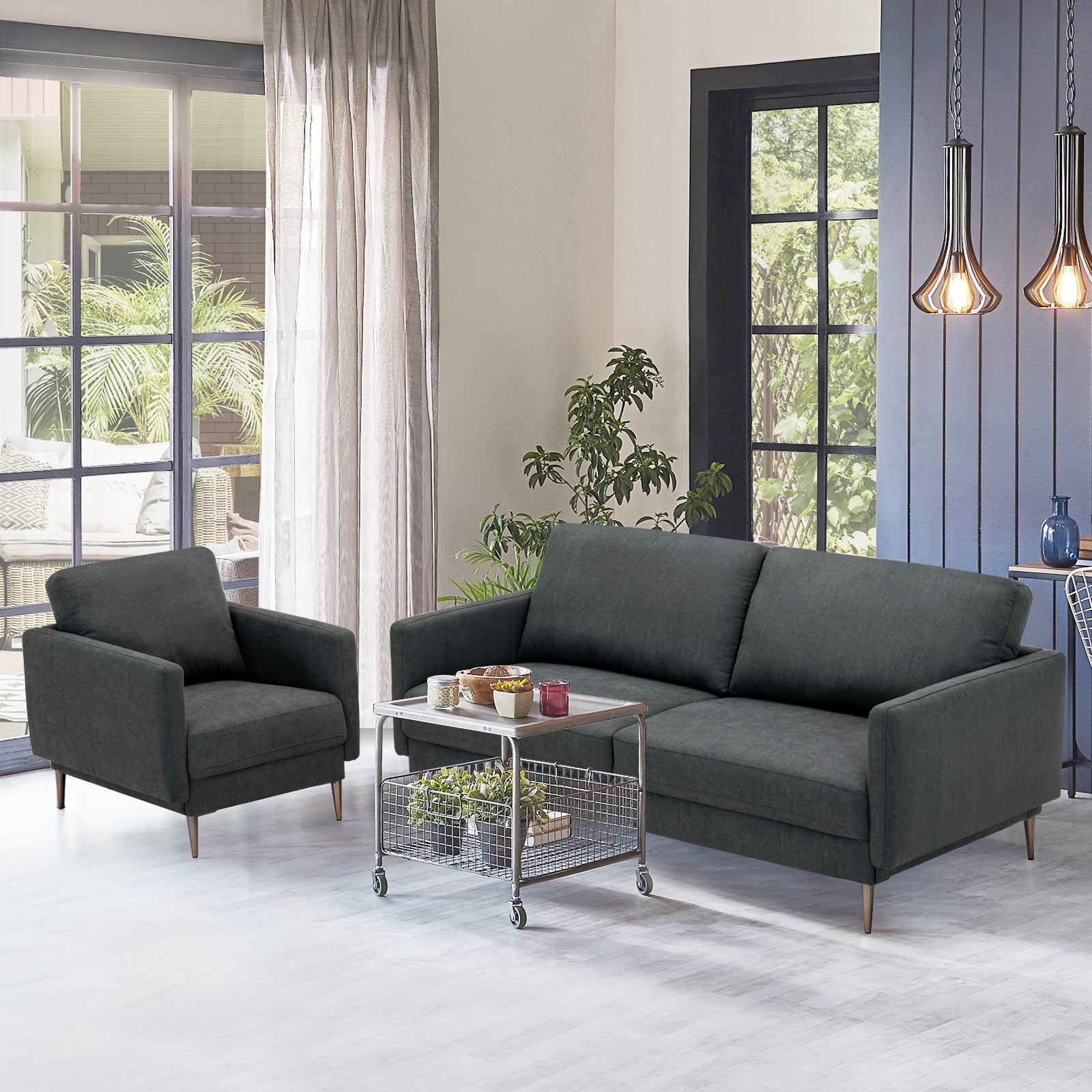Modern Loveseat with Comfy Backrest Cushions