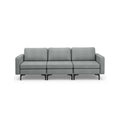 Convertible Leather Sofa Couch with Magazine Pockets 3-Seat with 2 USB Port