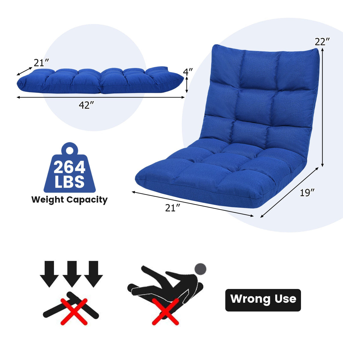 14-Position Adjustable Folding Lazy Gaming Sofa