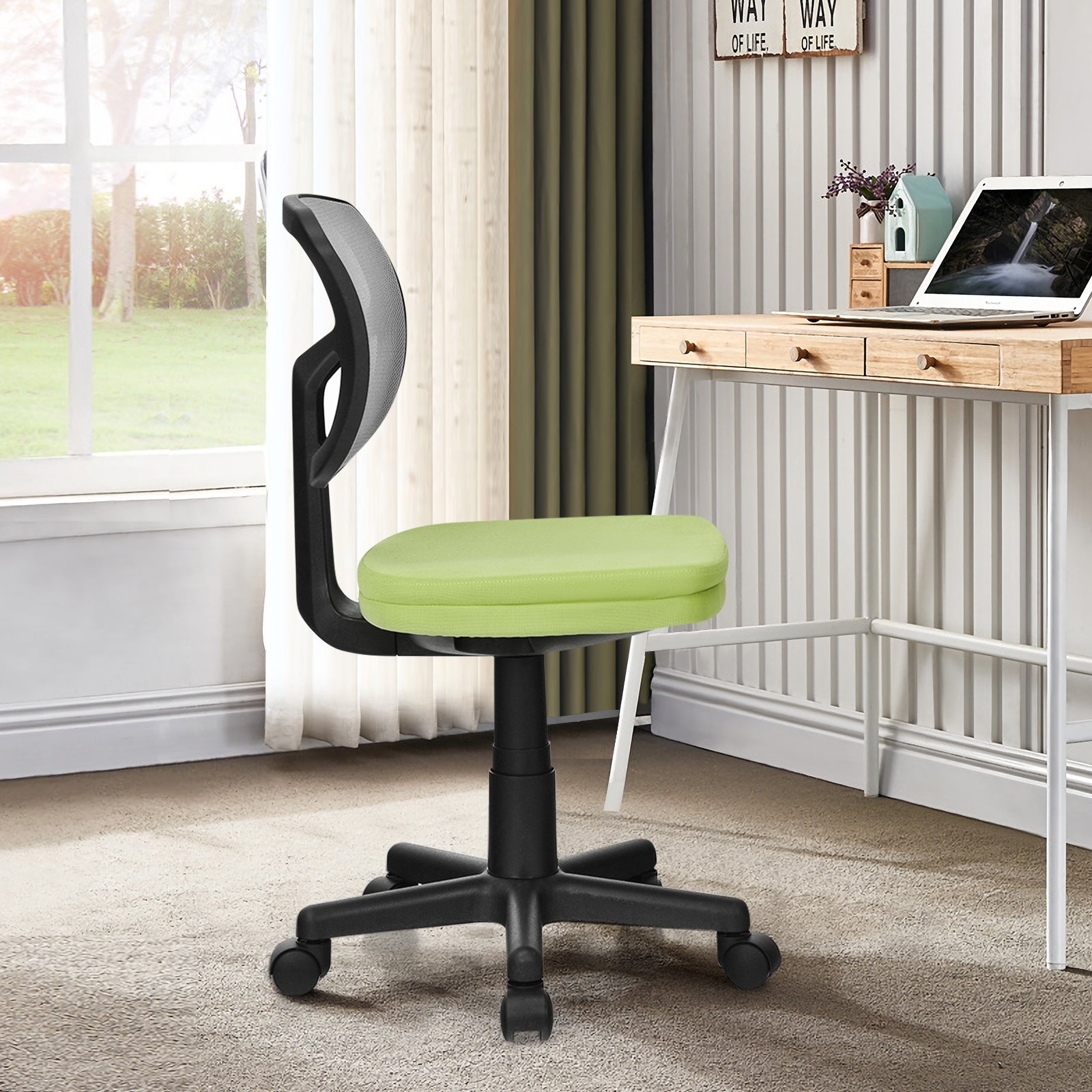 Armless Computer Chair with Height Adjustment and Breathable Mesh for Home Office