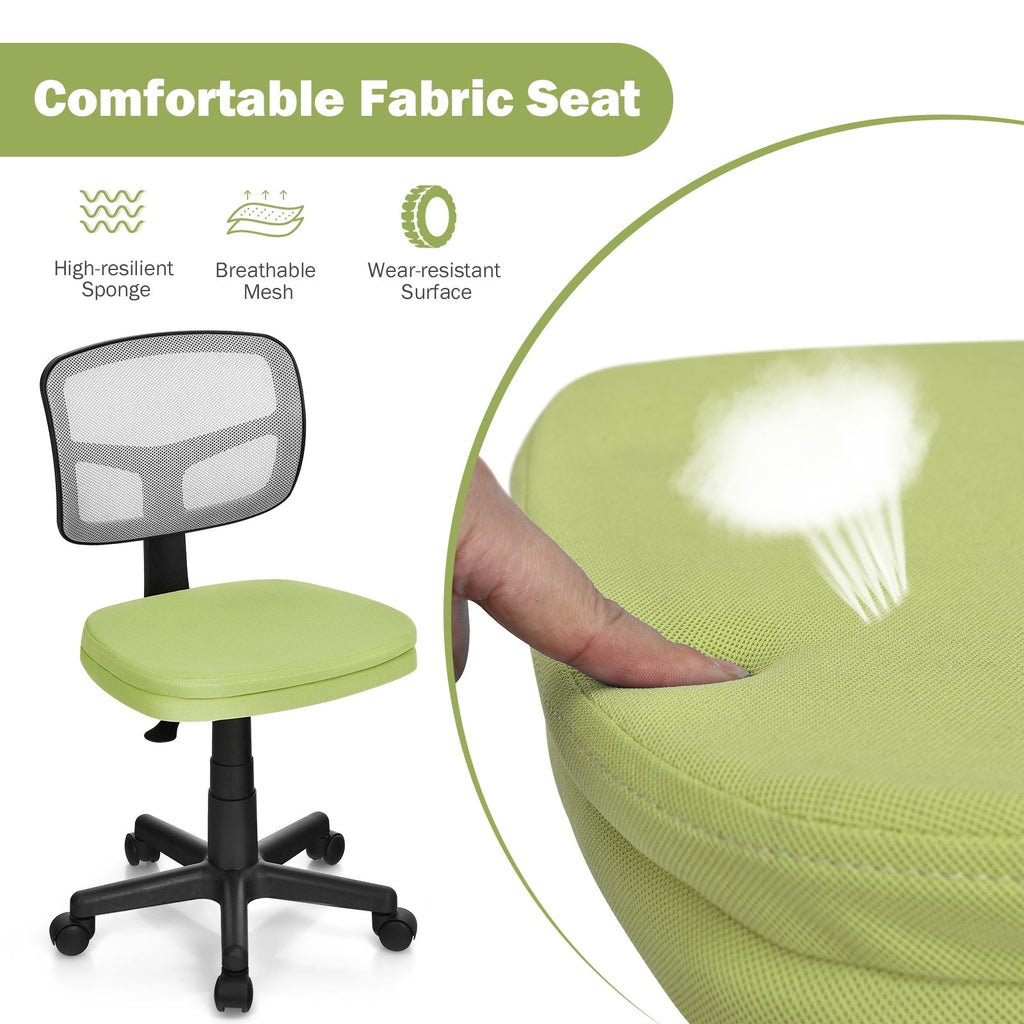 Armless Computer Chair with Height Adjustment and Breathable Mesh for Home Office