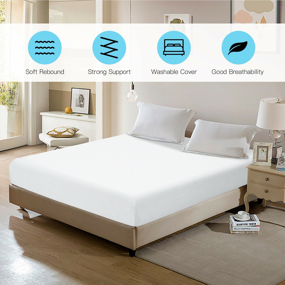 10 Inch Air Foam Pressure Relief Bed Mattress with Jacquard Soft Cover