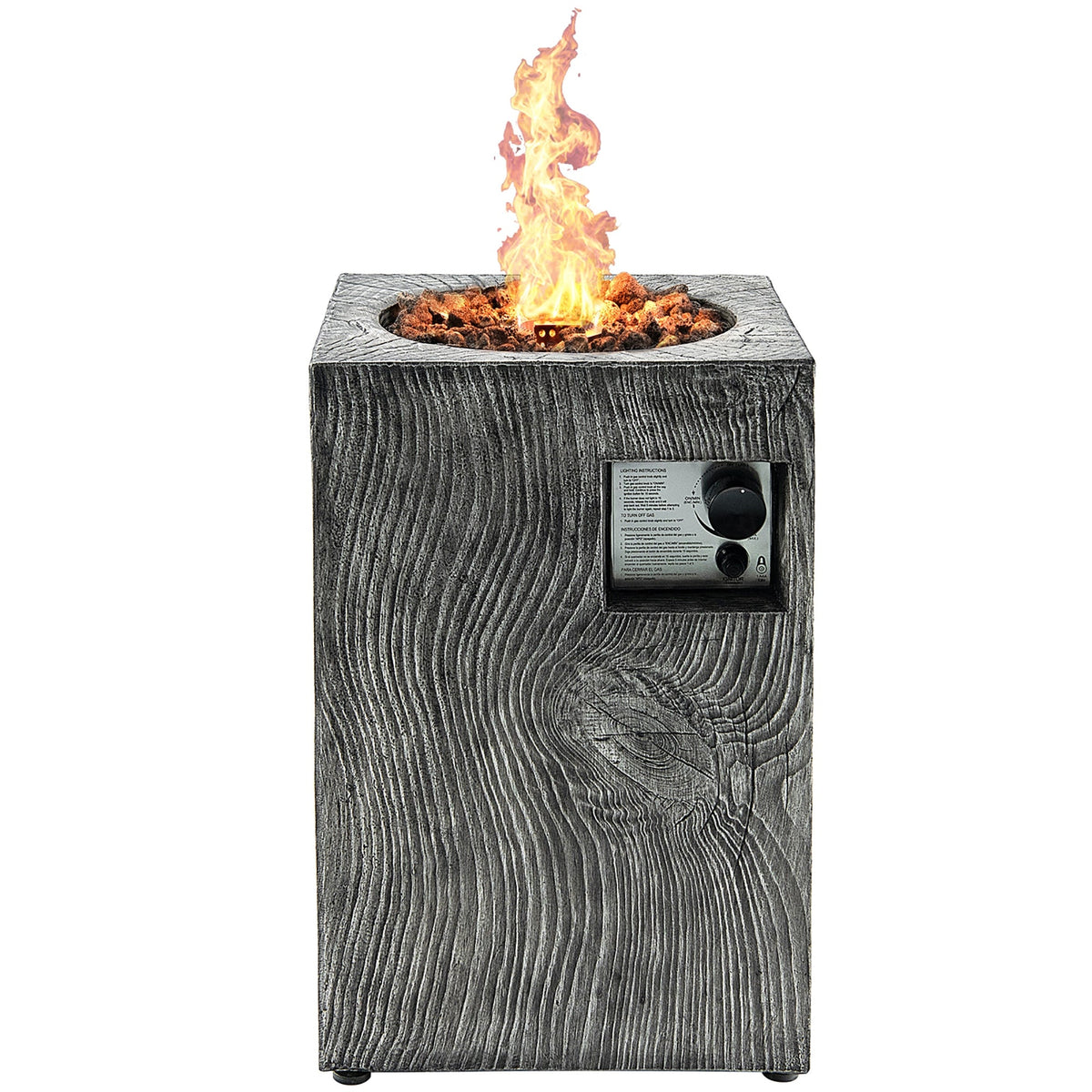 16 Feet Square Outdoor Propane Fire Pit with Lava Rocks Waterproof Cover 30000 BTU