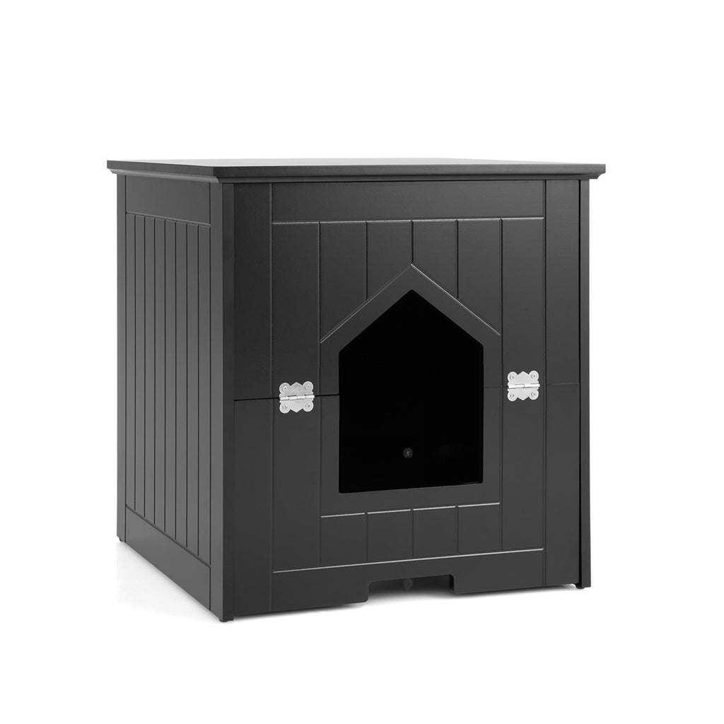 Cat Litter Box Enclosure with Flip Magnetic Half Door