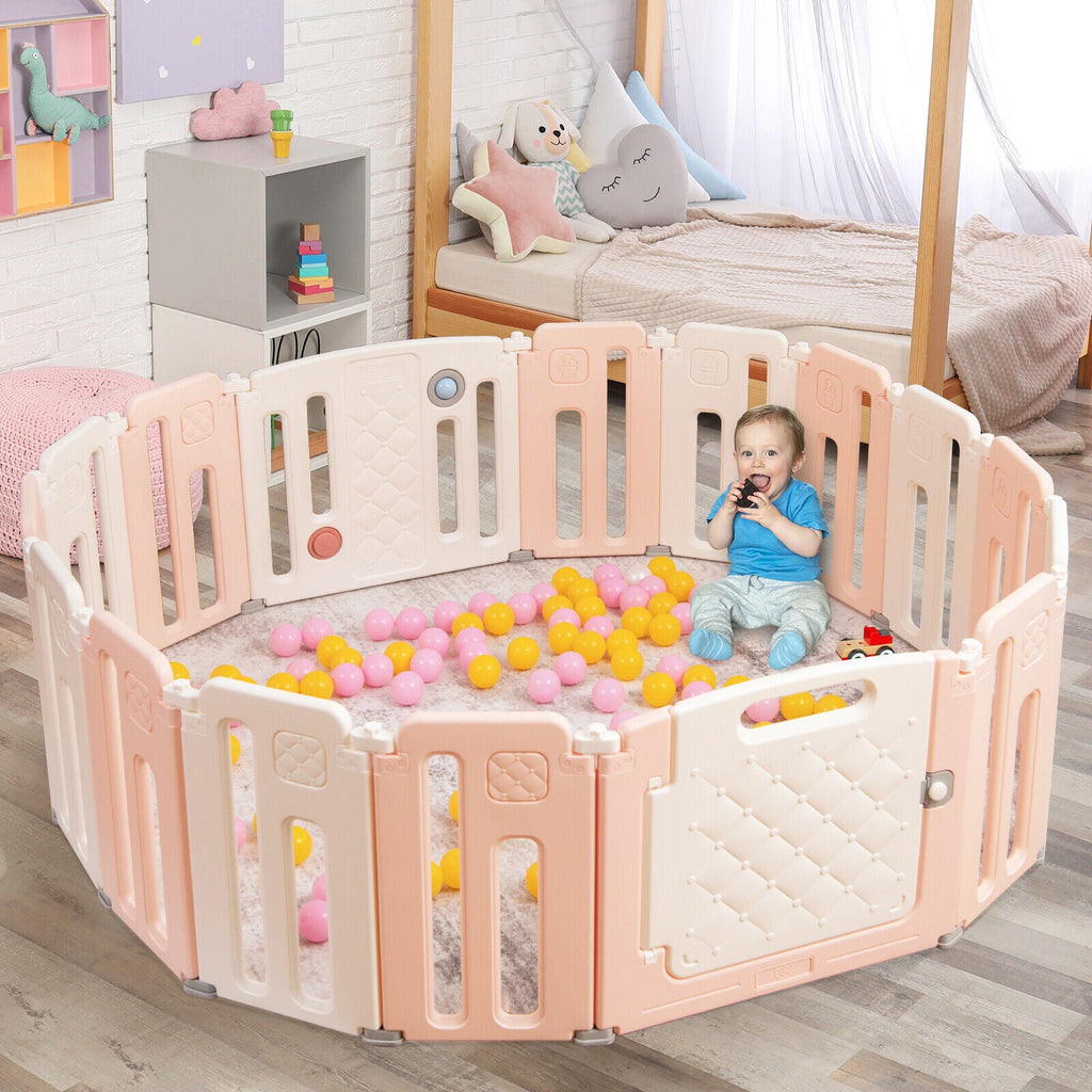16 Panels Baby Safety Playpen with Drawing Board