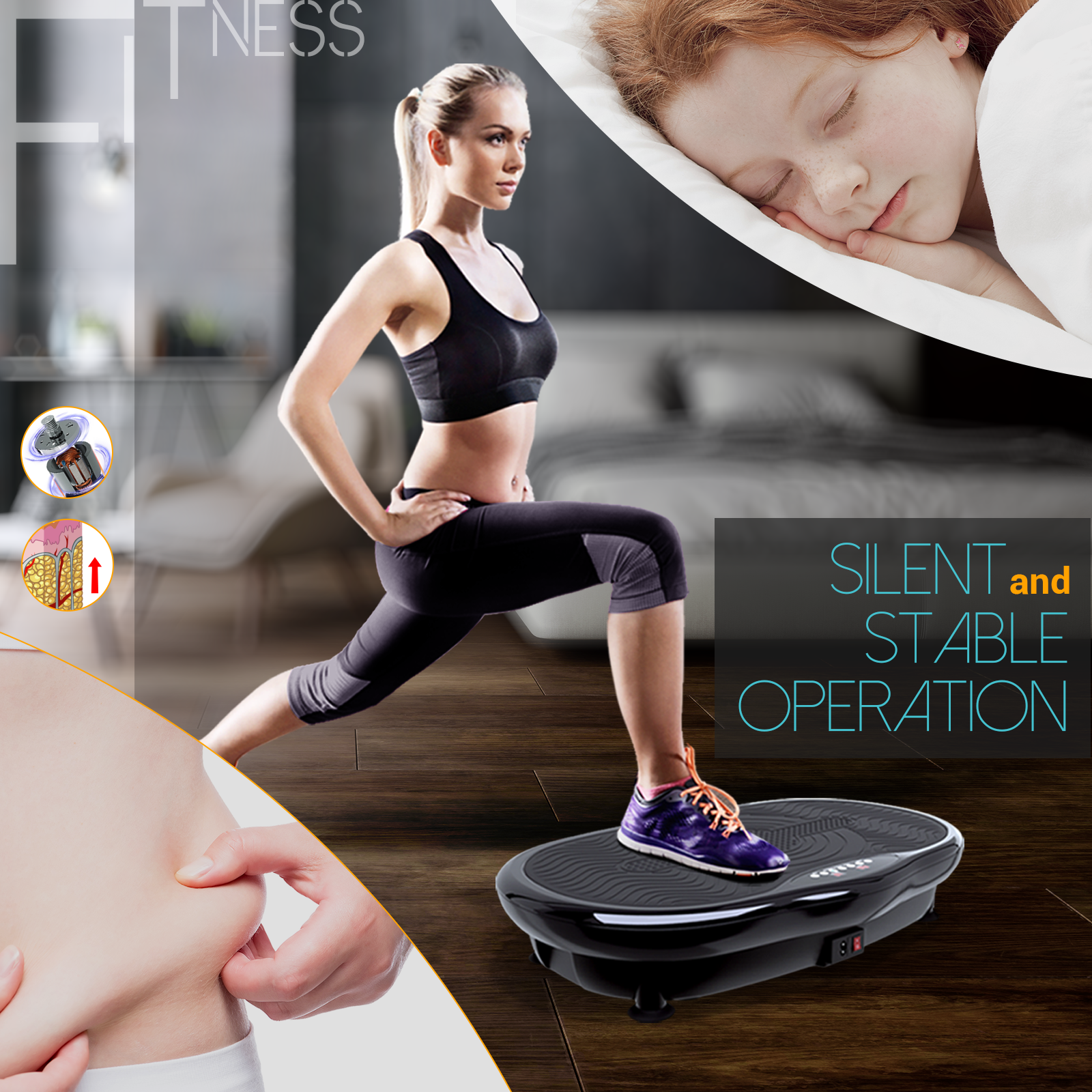 Mini Vibration Body Fitness Platform with Loop Bands