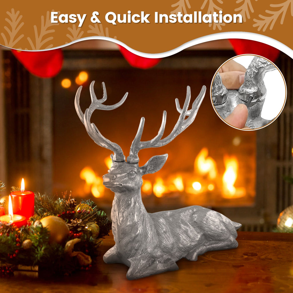 Standing Reindeer Statue Aluminum Deer Sculpture for Indoors Christmas Decor