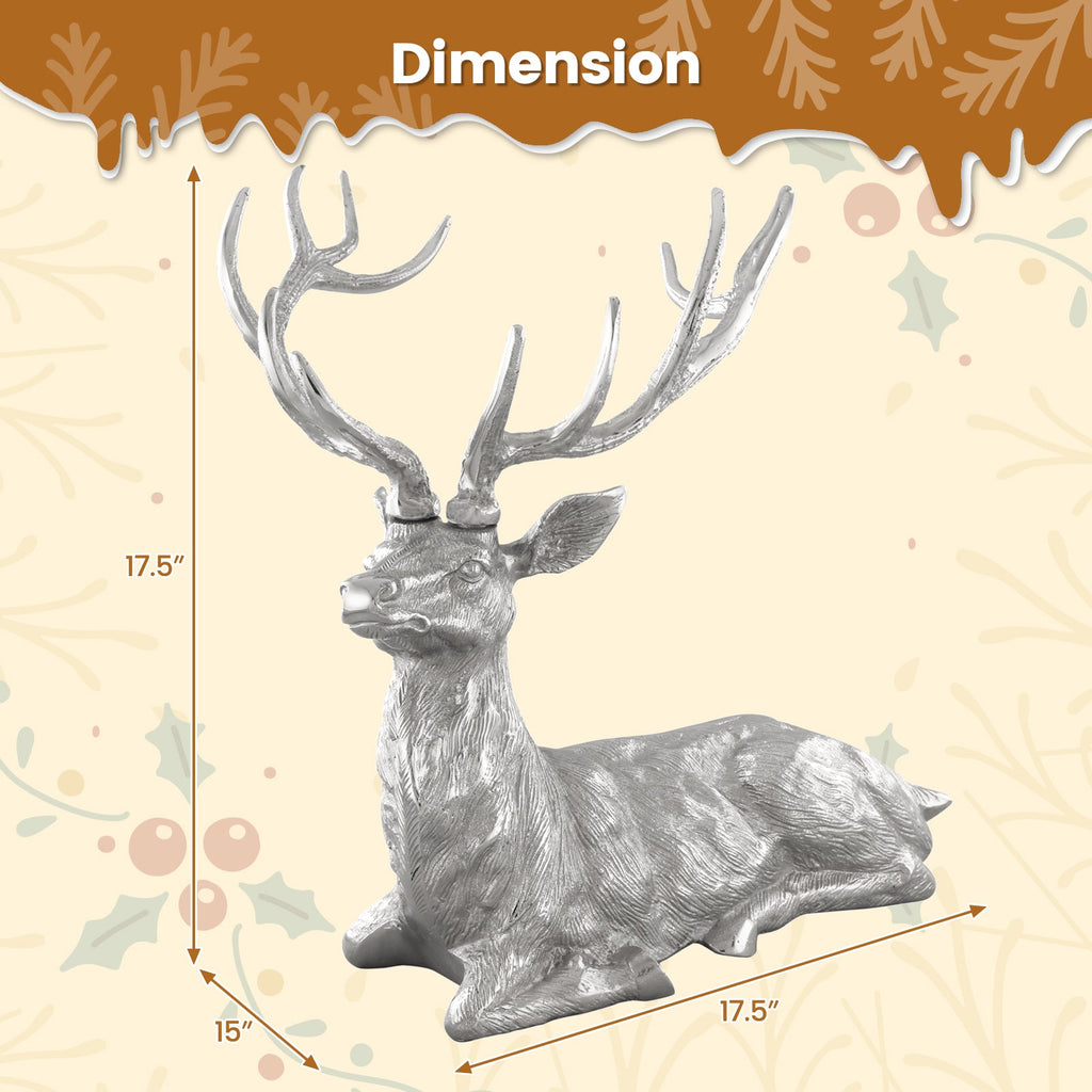 Standing Reindeer Statue Aluminum Deer Sculpture for Indoors Christmas Decor