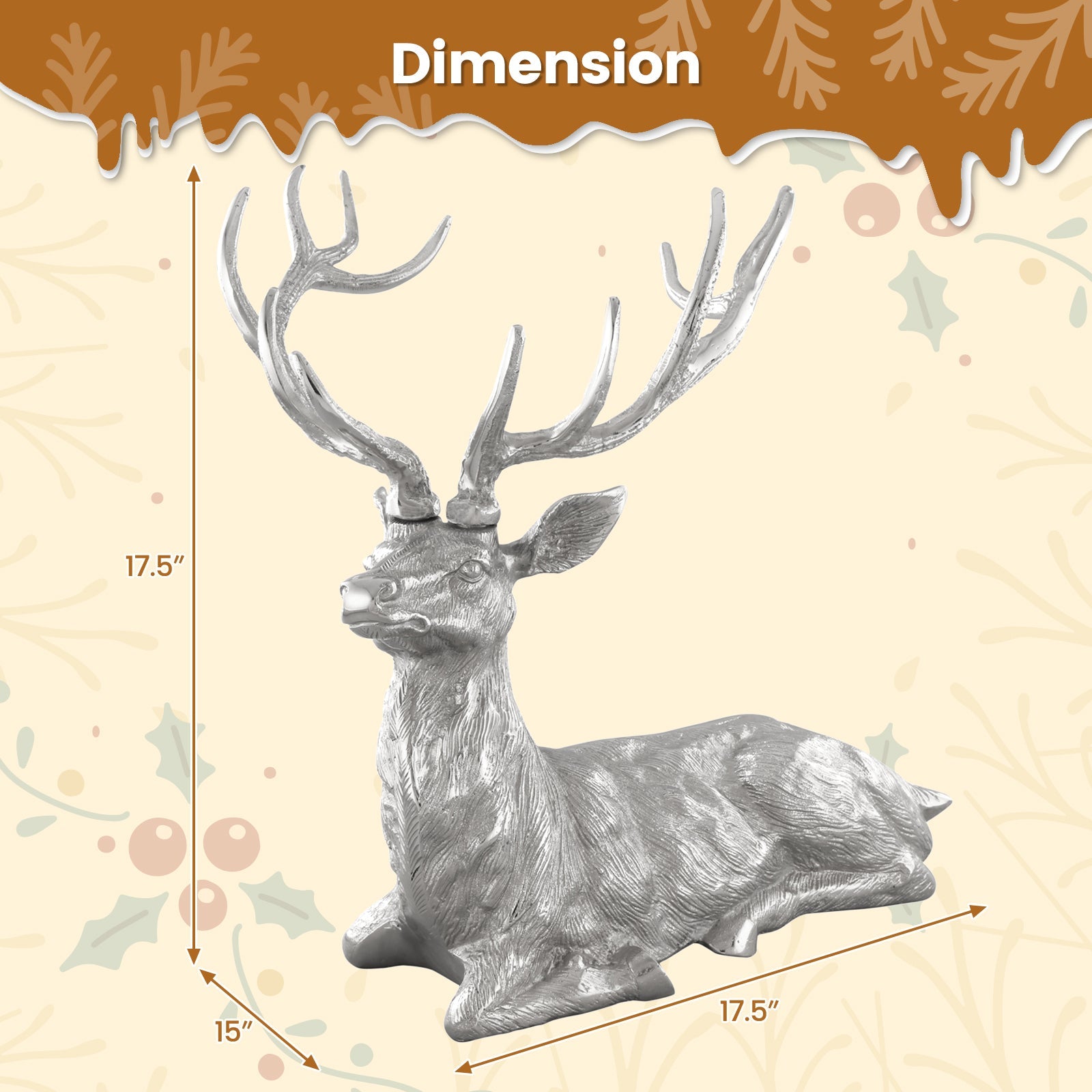 Standing Reindeer Statue Aluminum Deer Sculpture for Indoors Christmas Decor
