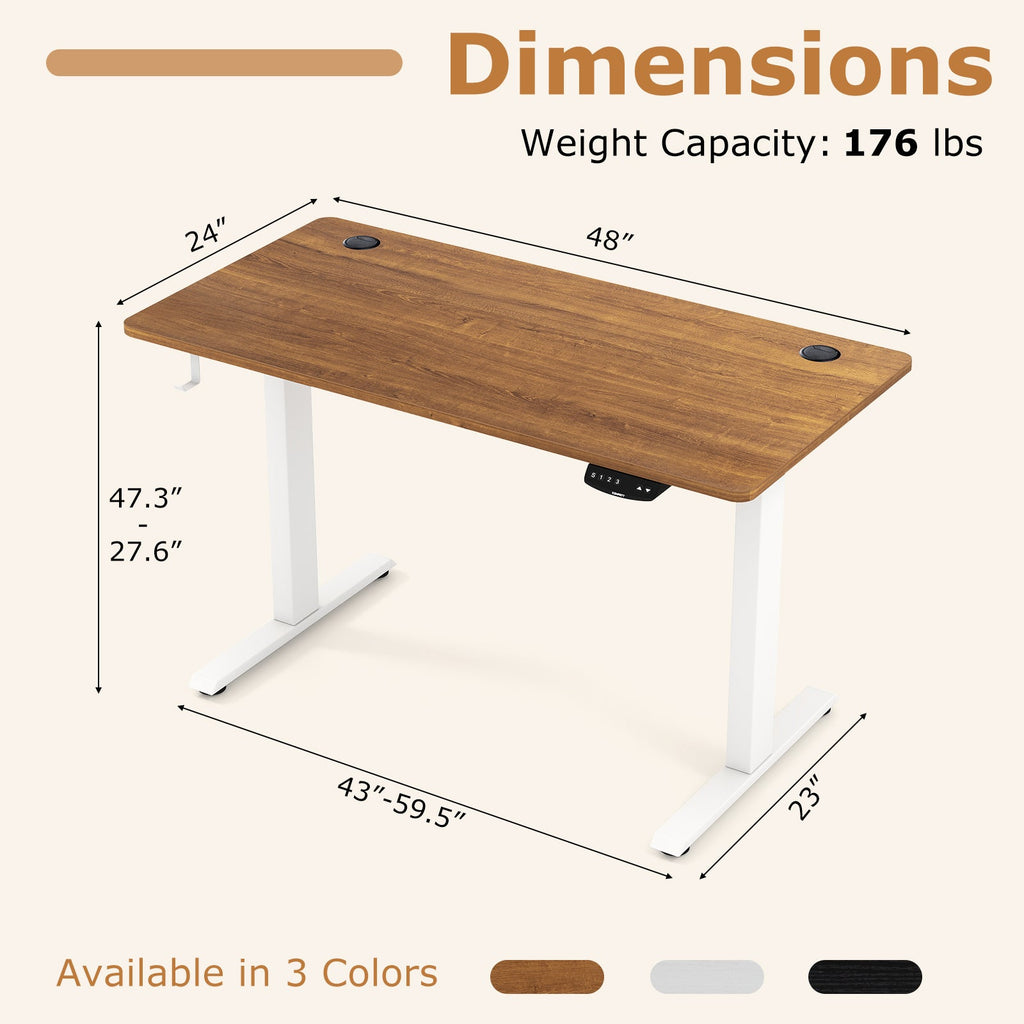 Electric Standing Desk Height Adjustable with 3 Memory Heights Walnut