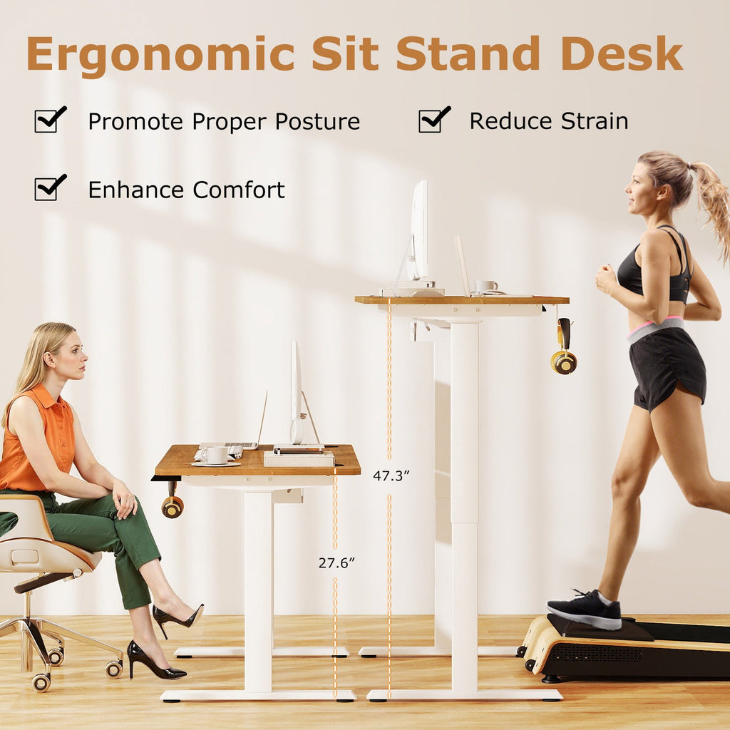Electric Standing Desk Height Adjustable with 3 Memory Heights Walnut