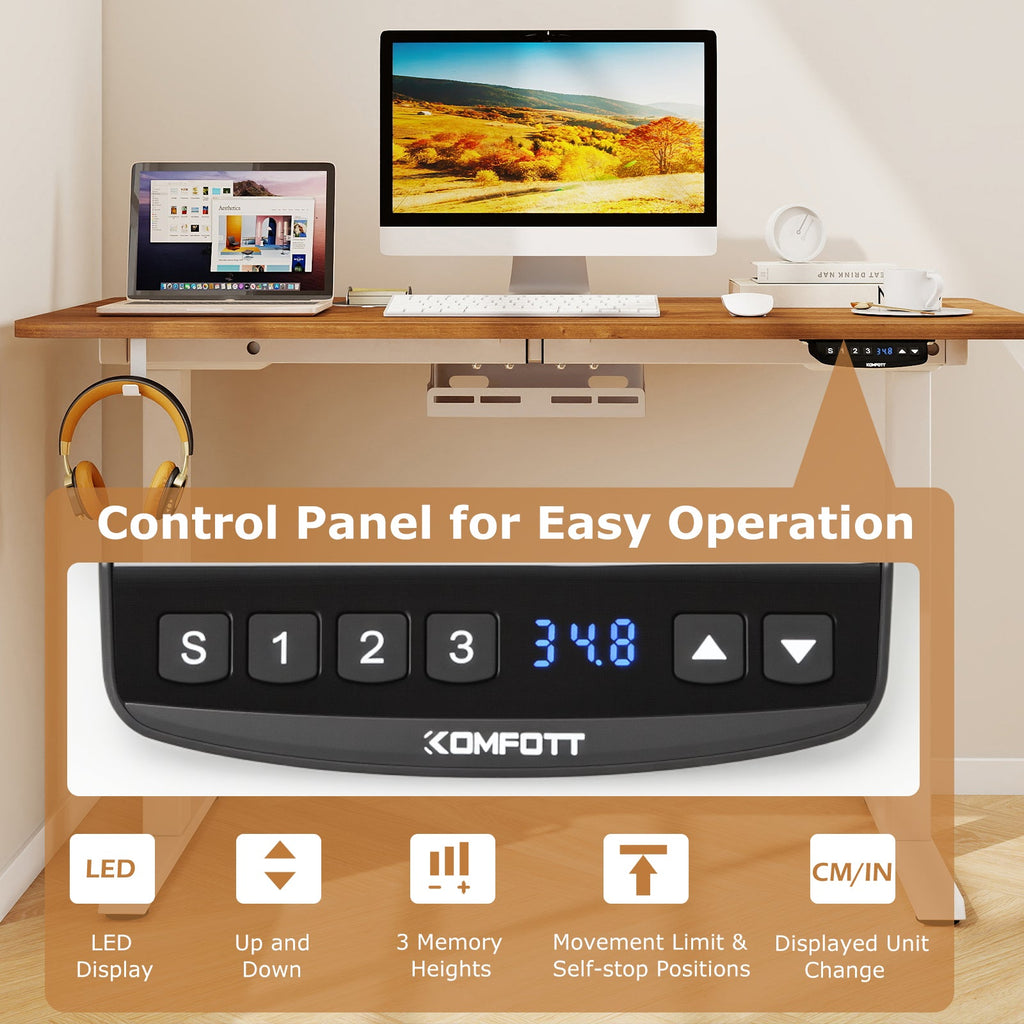 Electric Standing Desk Height Adjustable with 3 Memory Heights Walnut