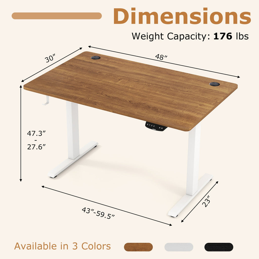 Electric Standing Desk Height Adjustable with 3 Memory Heights Walnut