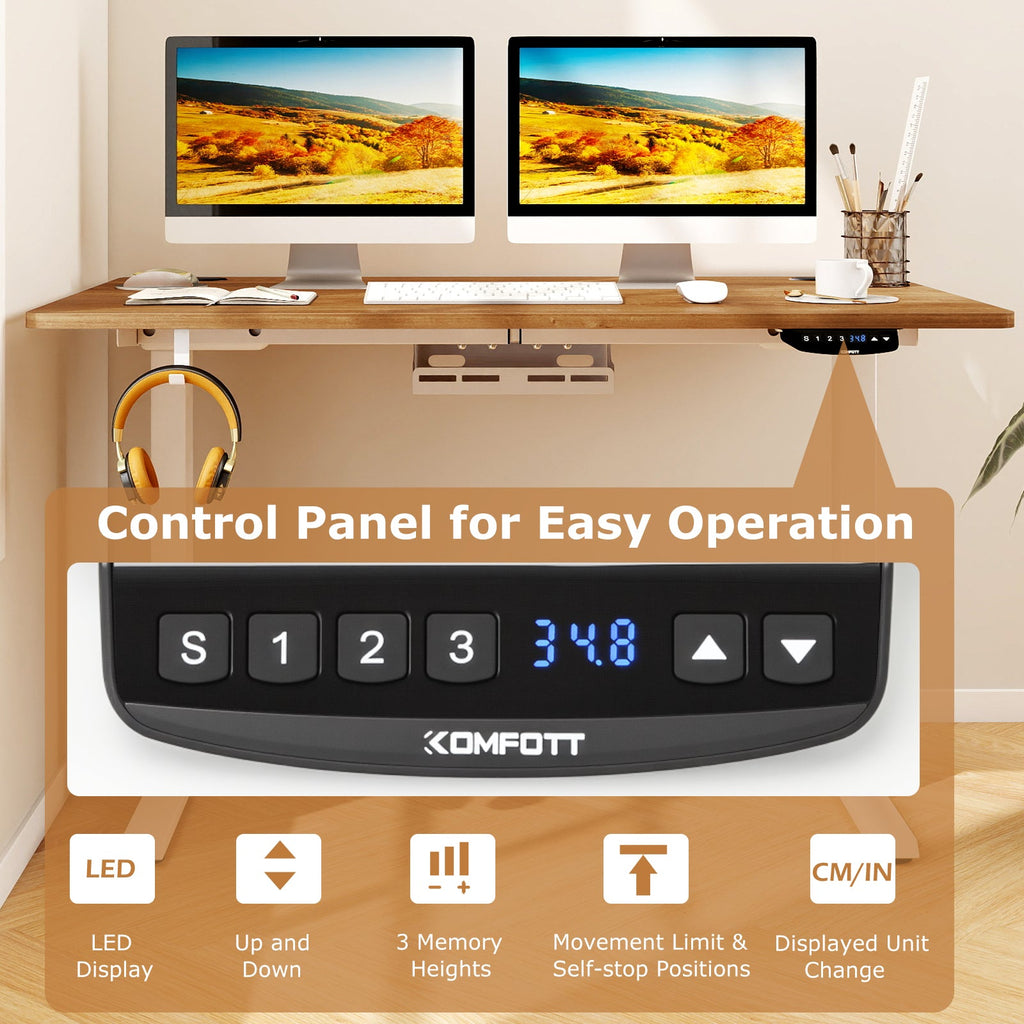Electric Standing Desk Height Adjustable with 3 Memory Heights Walnut