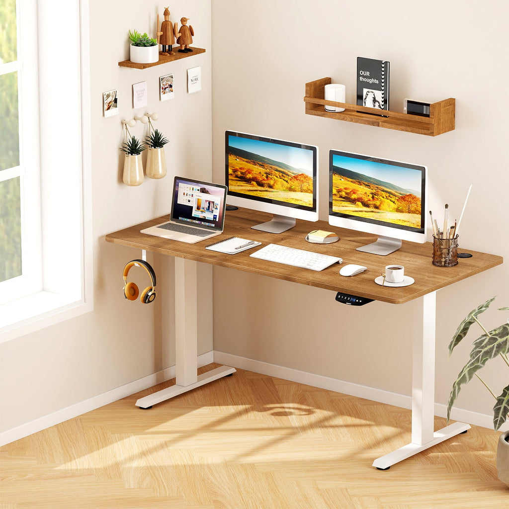Electric Standing Desk Height Adjustable with 3 Memory Heights Walnut