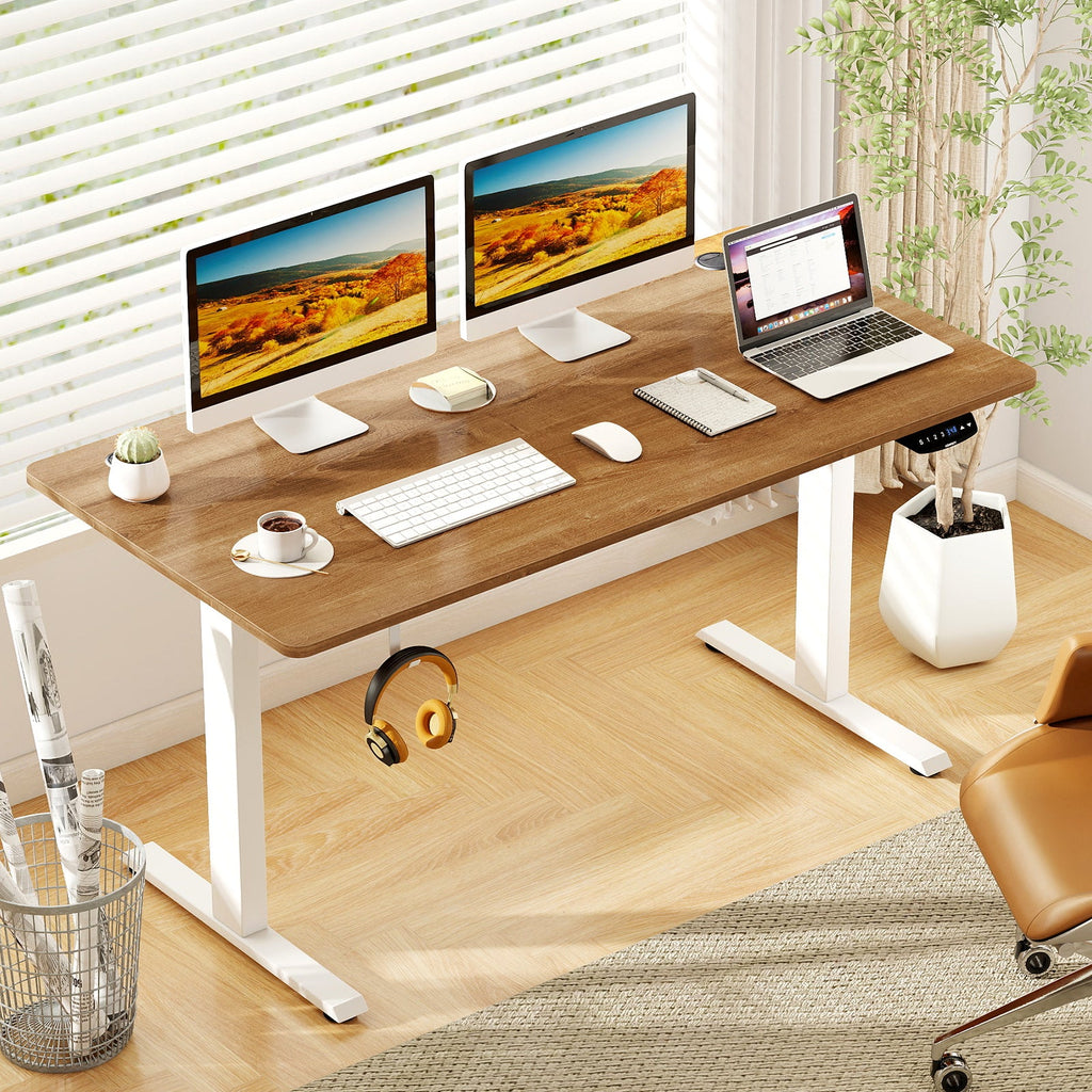 Electric Standing Desk Height Adjustable with 3 Memory Heights Walnut