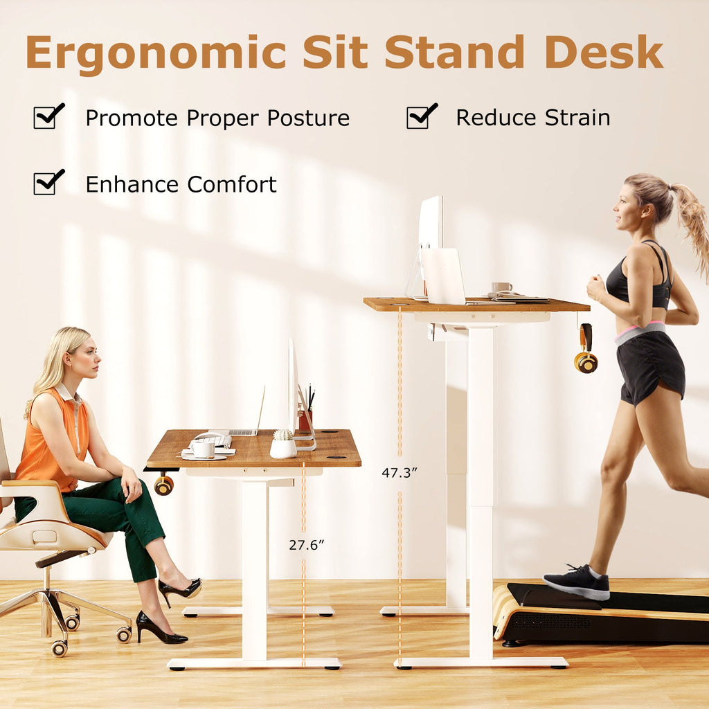Electric Standing Desk Height Adjustable with 3 Memory Heights Walnut