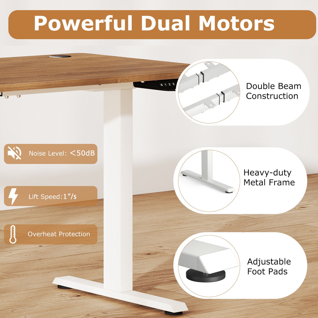 Electric Standing Desk Height Adjustable with 3 Memory Heights Walnut