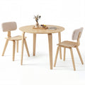 3 Piece Dining Table Set with 2 Padded Dining Chairs and Rubber Wood Table