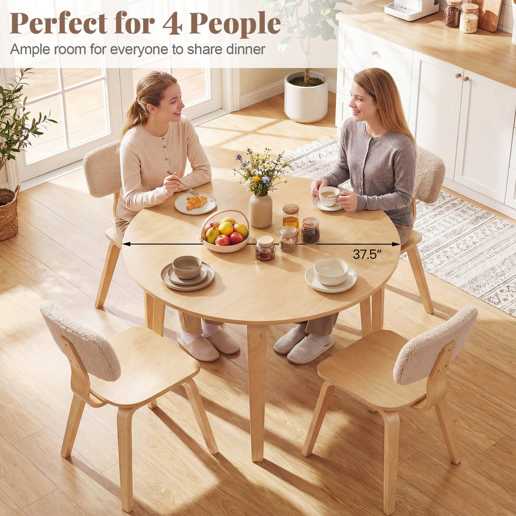 3 Piece Dining Table Set with 2 Padded Dining Chairs and Rubber Wood Table