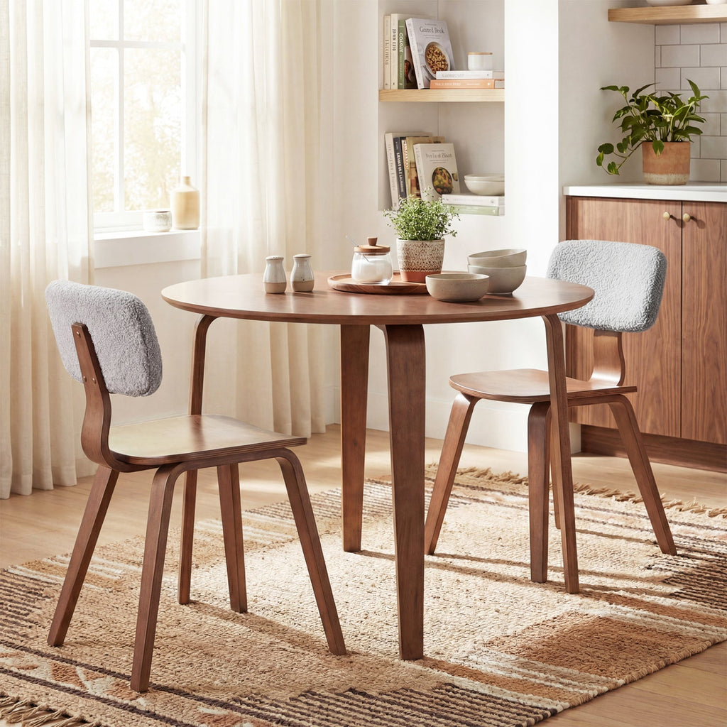 3 Piece Dining Table Set with 2 Padded Dining Chairs and Rubber Wood Table